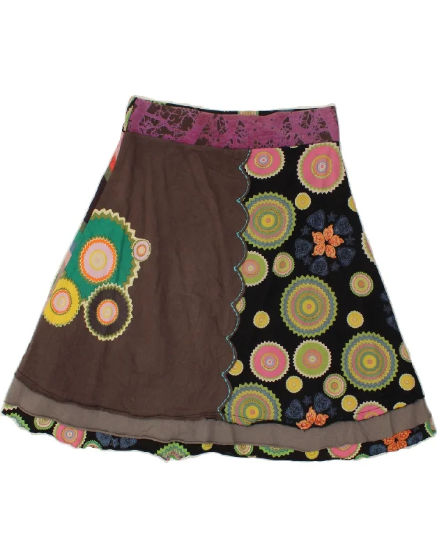 DESIGUAL Womens Graphic A-Line Skirt Large W32  Multicoloured Floral lace skirt delicate