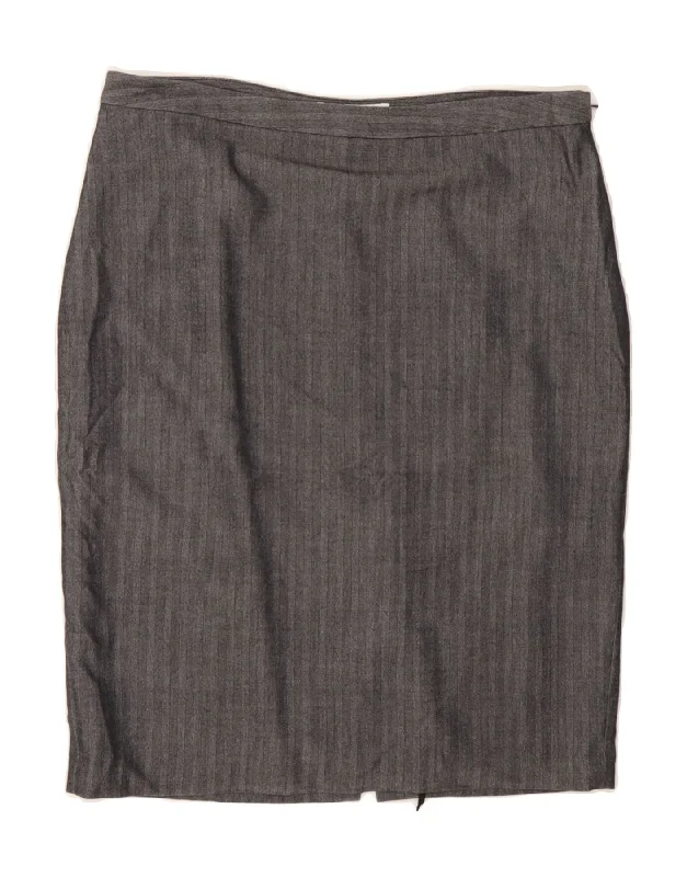 MICHAEL KORS Womens Pencil Skirt US 8 Medium W30 Grey Striped Polyester relaxed fit skirt