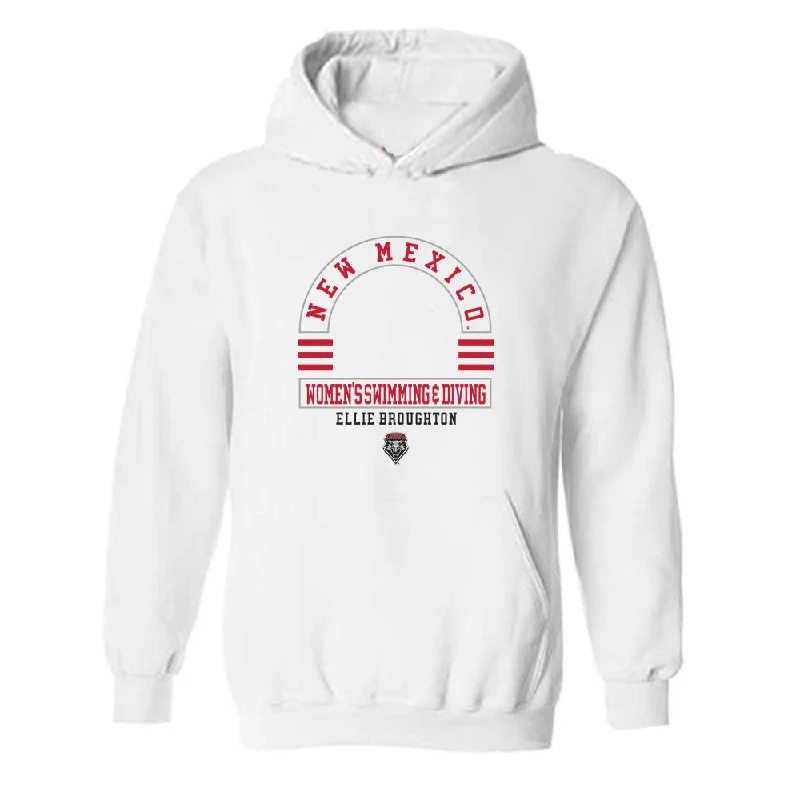 New Mexico - NCAA Women's Swimming & Diving : Ellie Broughton - Classic Fashion Shersey Hooded Sweatshirt Hoodie with Ribbed Cuffs Snug Fit Comfort