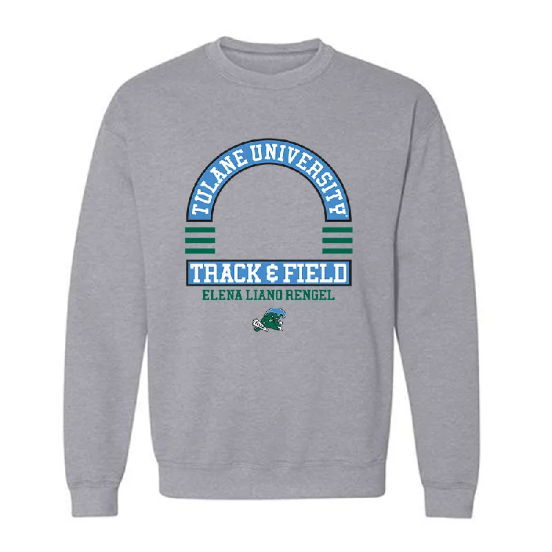 Tulane - NCAA Women's Track & Field : Elena Liano Rengel - Classic Fashion Shersey Crewneck Sweatshirt Hoodie with Hem Applique Textured Unique