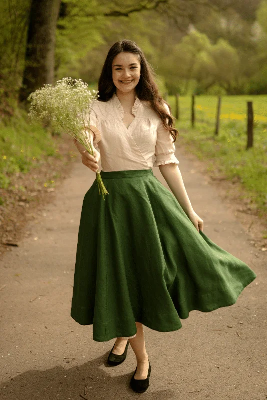 Knightley Skirt, Emerald Green corduroy skirt textured