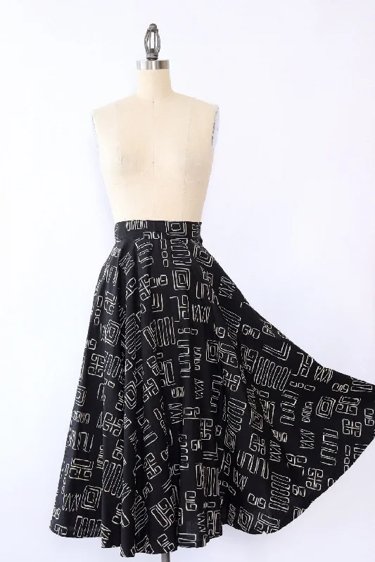 1950s Modernist Monochrome Circle Skirt S velvet skirt plush