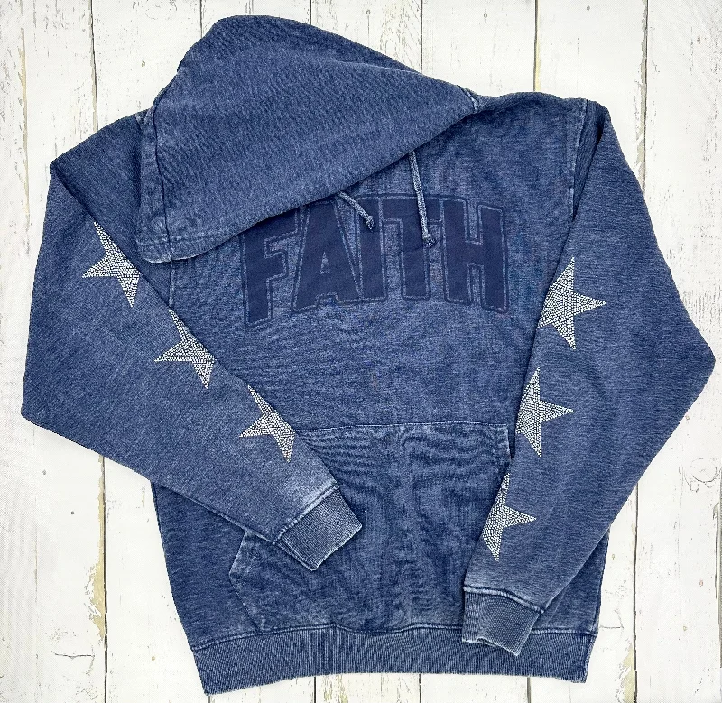 Navy Rhinestone Chicka-d Hoodie Hoodie with Print Artistic Unique