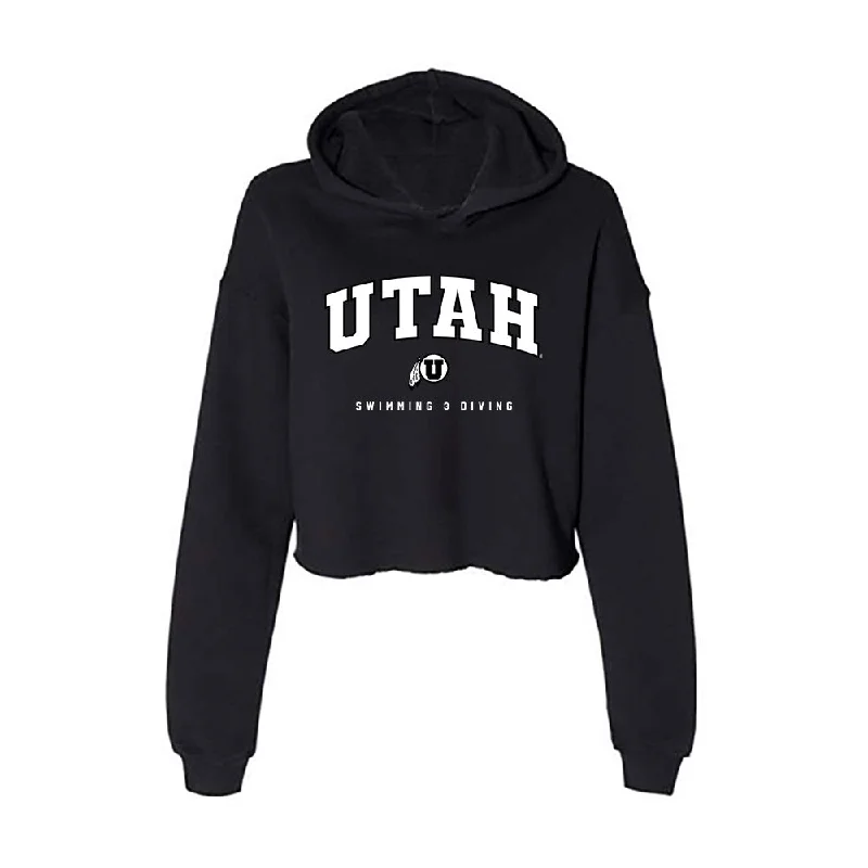 Utah - NCAA Women's Swimming & Diving : Anya Clark - Women's Crop Fleece Hoodie Hoodie with Rhinestones Sparkly Elegant