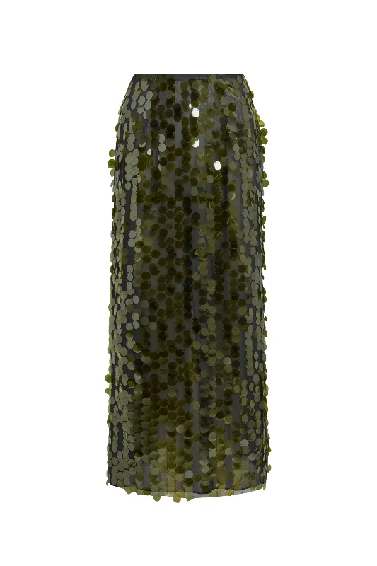 Dia Green Sequin Midi Skirt slim fit skirt