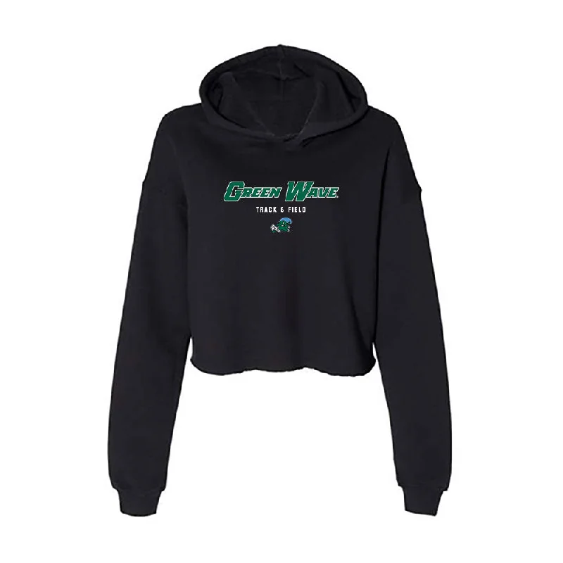 Tulane - NCAA Women's Track & Field : Presley Wolfe - Women's Crop Fleece Hoodie Hoodie with Reflective Safety Nightwear