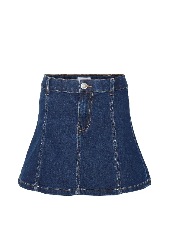 Vero Moda Girl Tilde Short Denim Skirt, Dark Blue Denim linen skirt relaxed