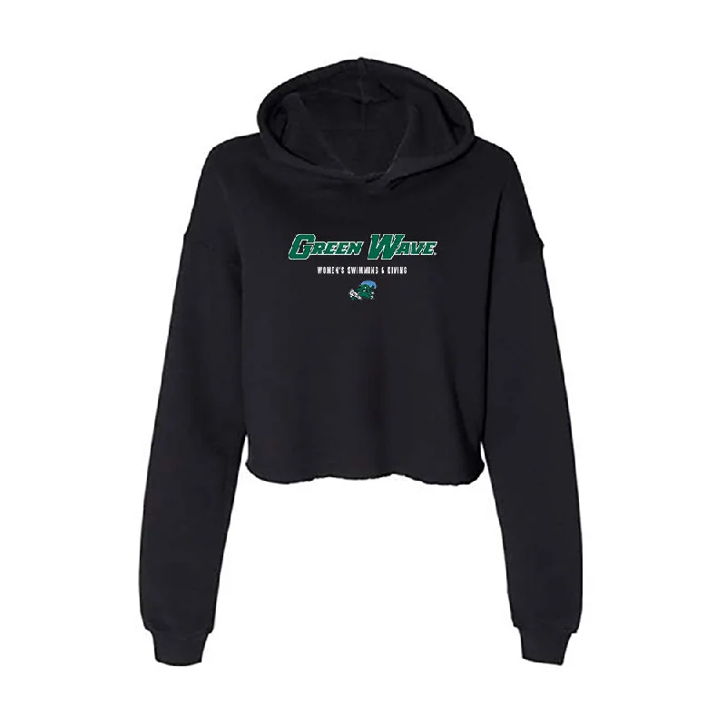 Tulane - NCAA Women's Swimming & Diving : Lillian Von Herbulis - Women's Crop Fleece Hoodie Hoodie with Button Placket Classic Preppy