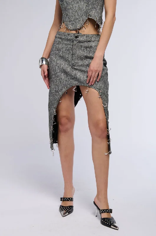 CALLING MY NAME SKIRT IN GRAY high slit skirt