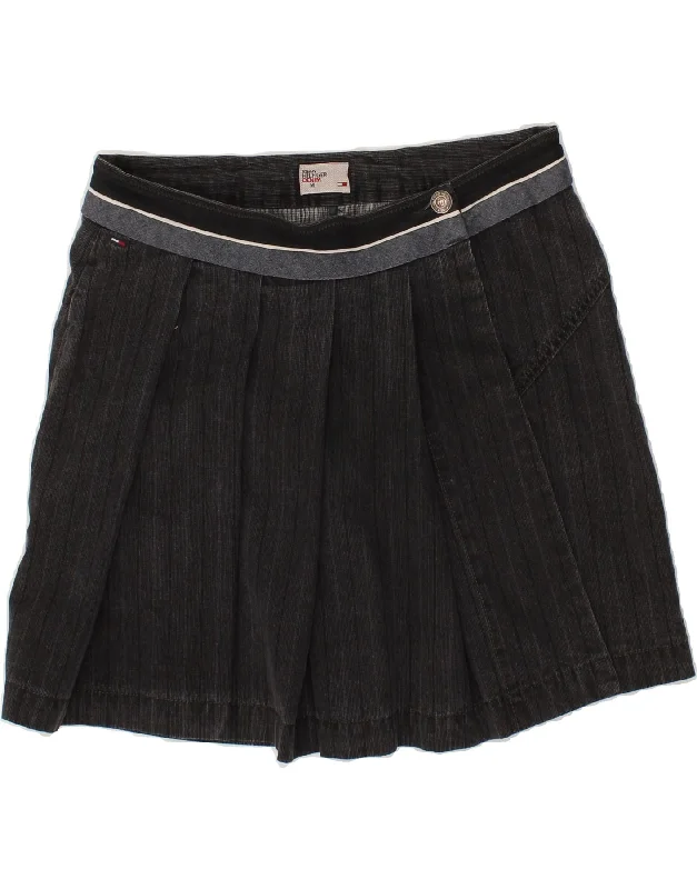 TOMMY HILFIGER Womens Denim Skirt Medium W30  Black Striped Cotton corduroy skirt cozy