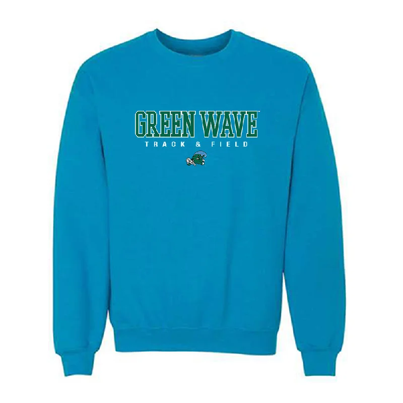 Tulane - NCAA Women's Track & Field : Presley Wolfe - Crewneck Sweatshirt Hoodie with Raw Hem Edgy Unfinished