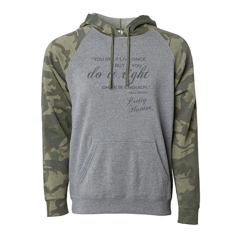 Raglan 'Mae Wprteest' Camo & Gray Hoodie Hoodie with Zipper Versatile Modern