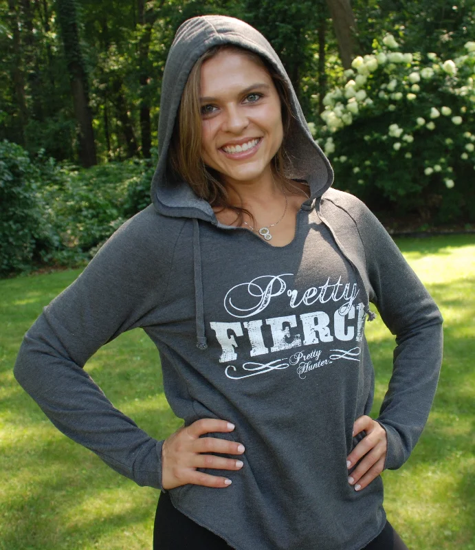 'Pretty Fierce' Charcoal Hoodie Hoodie with Embroidery Detailed Premium