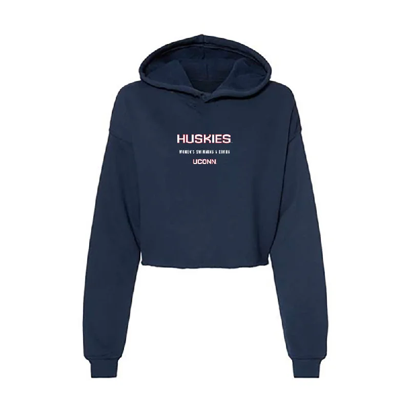 UConn - NCAA Women's Swimming & Diving : Maggie Rhodes - Women's Crop Fleece Hoodie Hoodie with Camouflage Military Edgy