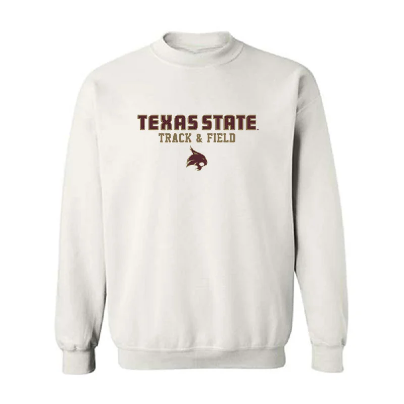 Texas State - NCAA Women's Track & Field : Lauryn Small - Classic Shersey Crewneck Sweatshirt Hoodie with Tied Waist Feminine Flattering