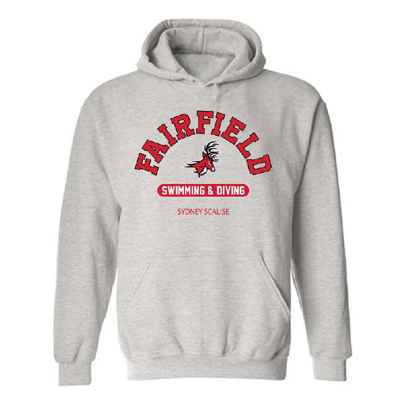 Fairfield - NCAA Women's Swimming & Diving : Sydney Scalise - Classic Fashion Shersey Hooded Sweatshirt Hoodie with Distressed Vintage Worn