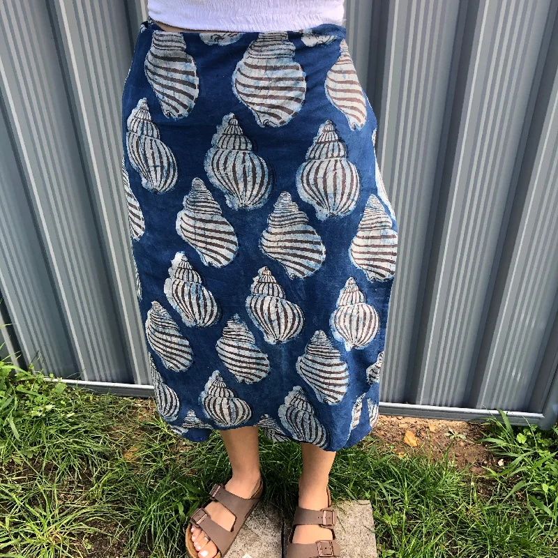 Fair Trade Ethical Cotton Mud Resistant Print Wrap Skirt Shell Design corduroy skirt textured