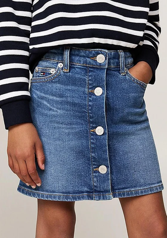 Tommy Hilfiger Girls Denim Skirt, Blue corduroy skirt comfortable