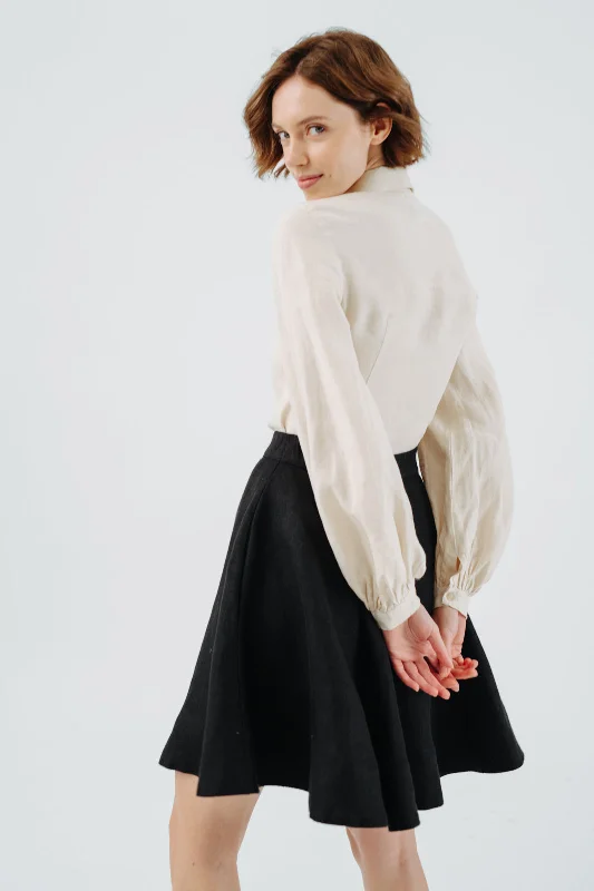 Mini Classic Skirt, Twill Linen, Black Herringbone cashmere skirt fine