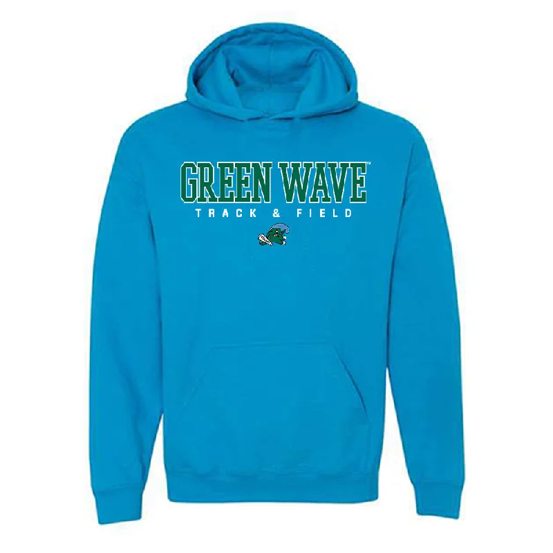 Tulane - NCAA Women's Track & Field : Elena Liano Rengel - Hooded Sweatshirt Hoodie with Drawstring Waist Adjustable Fitted