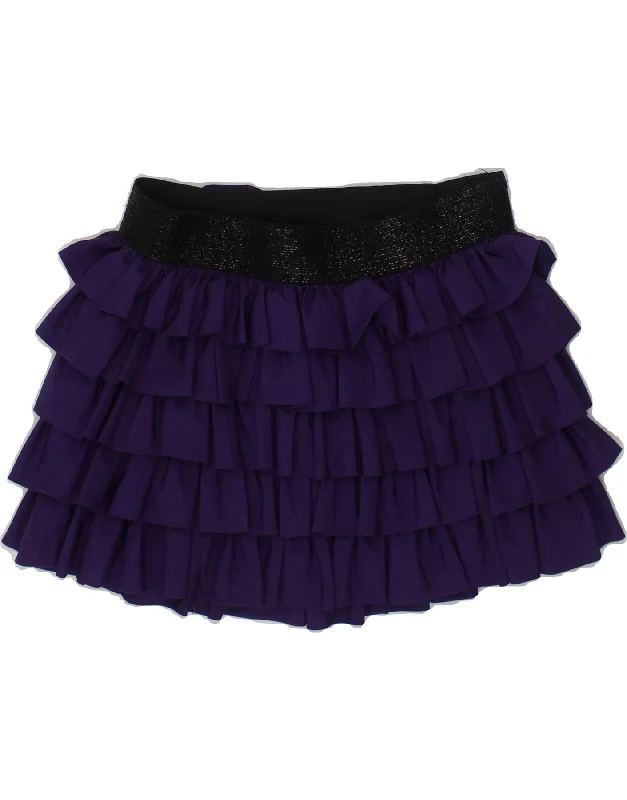 RALPH LAUREN Girls Ruffle Skirt 6-7 Years W22 Purple Polyester denim skirt classic