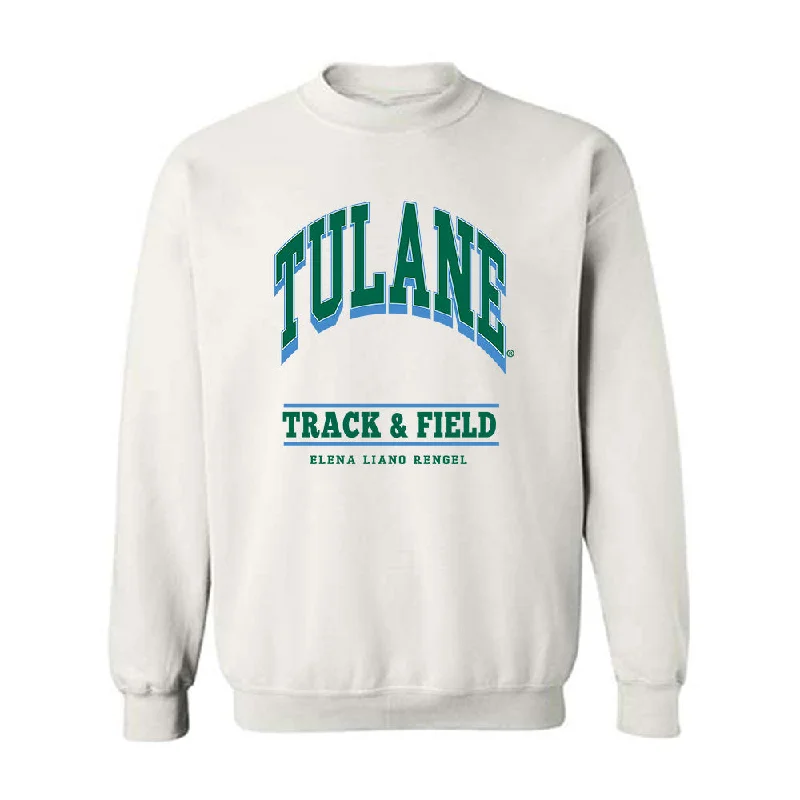 Tulane - NCAA Women's Track & Field : Elena Liano Rengel - Classic Fashion Shersey Crewneck Sweatshirt Hoodie with Hem Patch Decorative Personalized