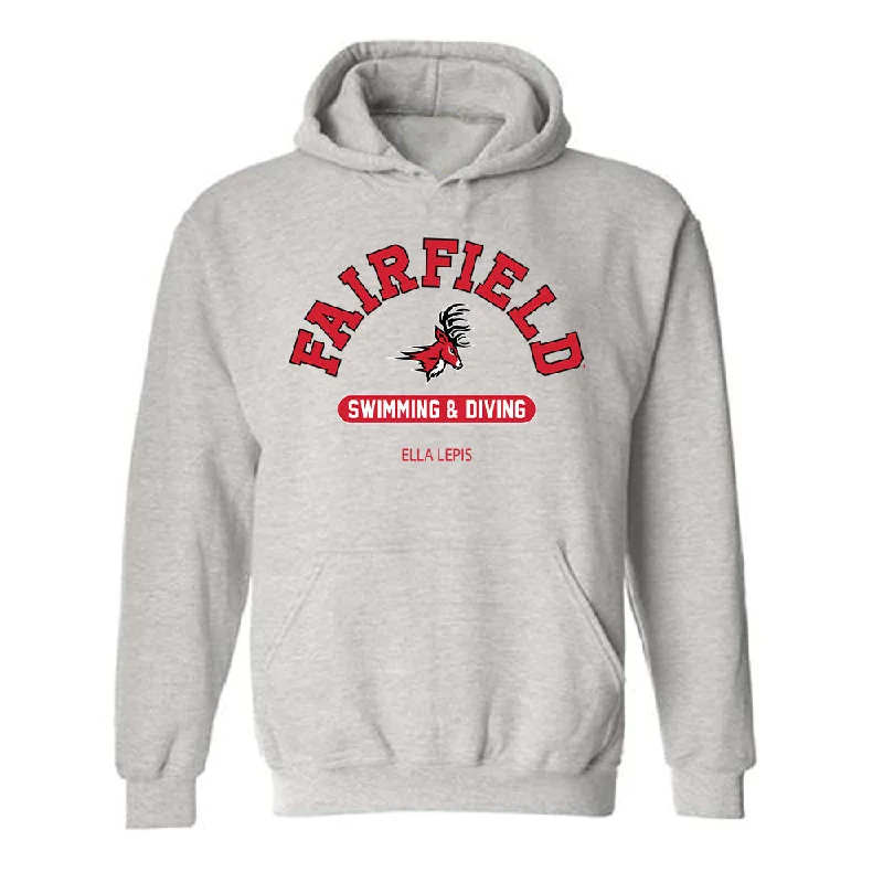 Fairfield - NCAA Women's Swimming & Diving : Ella Lepis - Classic Fashion Shersey Hooded Sweatshirt Hoodie with Pastel Soft Subtle