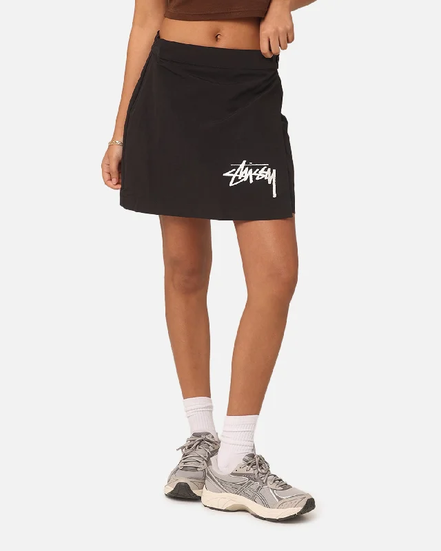 Stussy Women's Graffiti Wrap Skirt Black corduroy skirt cozy