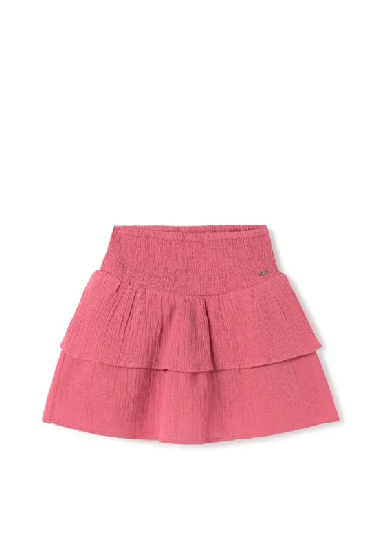 Mayoral Older Girl Ruffle Elasticated Waist Skirt, Blush corduroy skirt durable