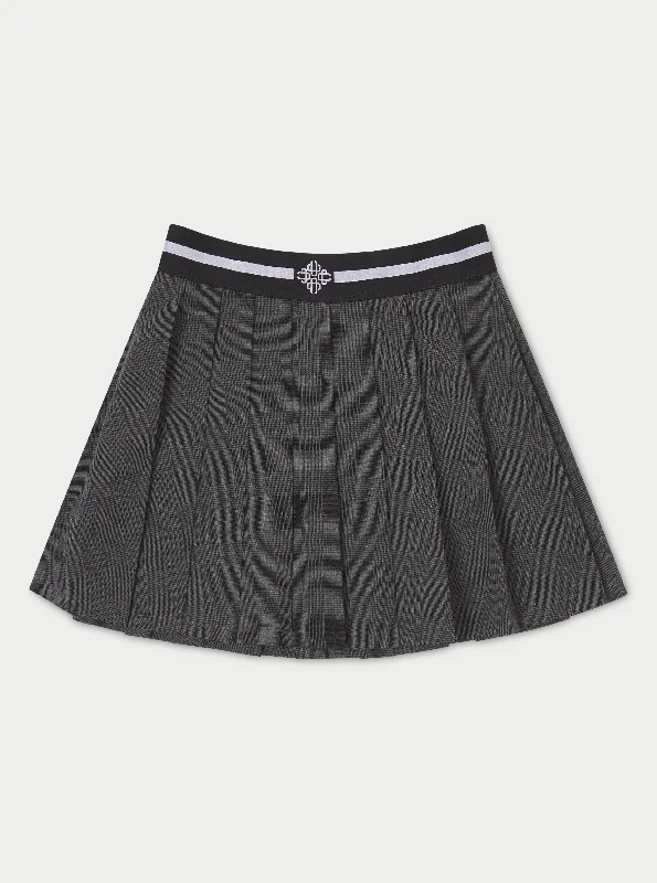 EMBLEM WAISTBAND TENNIS MINI SKIRT - CHARCOAL elastic waist skirt