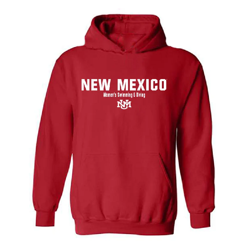 New Mexico - NCAA Women's Swimming & Diving : Kaylah Yazzie - Classic Shersey Hooded Sweatshirt Hoodie with Slit Hem Functional Movement