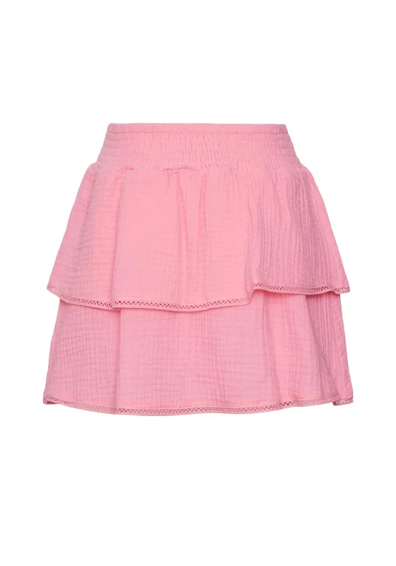 Vero Moda Girl Natali High Waist Skirt, Pink Cosmos silk skirt lustrous