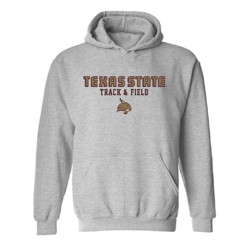 Texas State - NCAA Women's Track & Field : Lauryn Small - Hooded Sweatshirt Hoodie with Hem Elastic Stretchable Comfortable