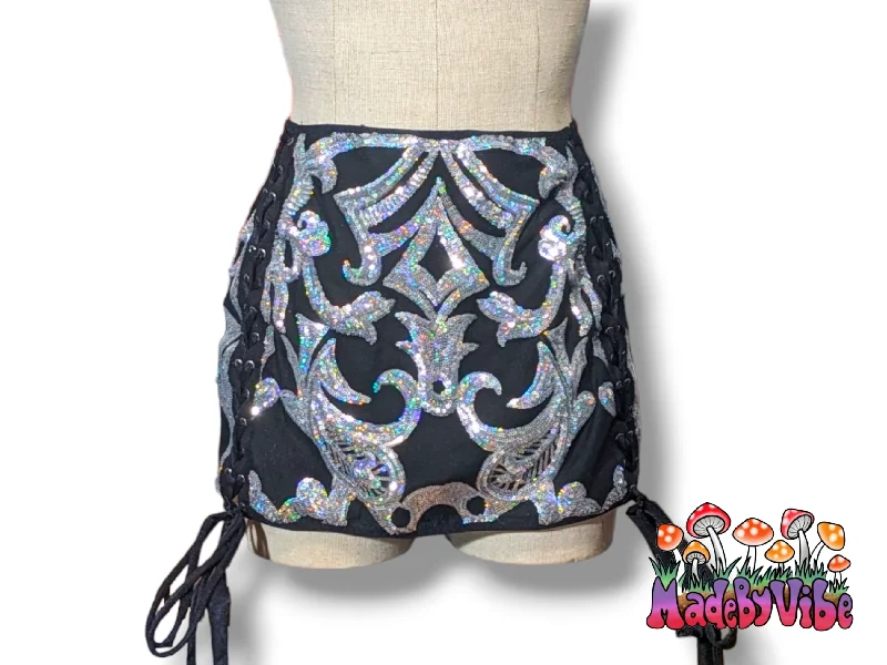 Armored Enchantress Lace Up Sides Mini Pencil Skirt - Made to Order velvet skirt plush