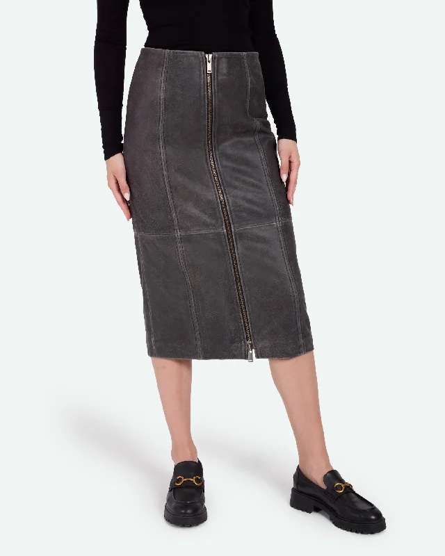 Unas 3783 Skirt - Dark Grey linen skirt light