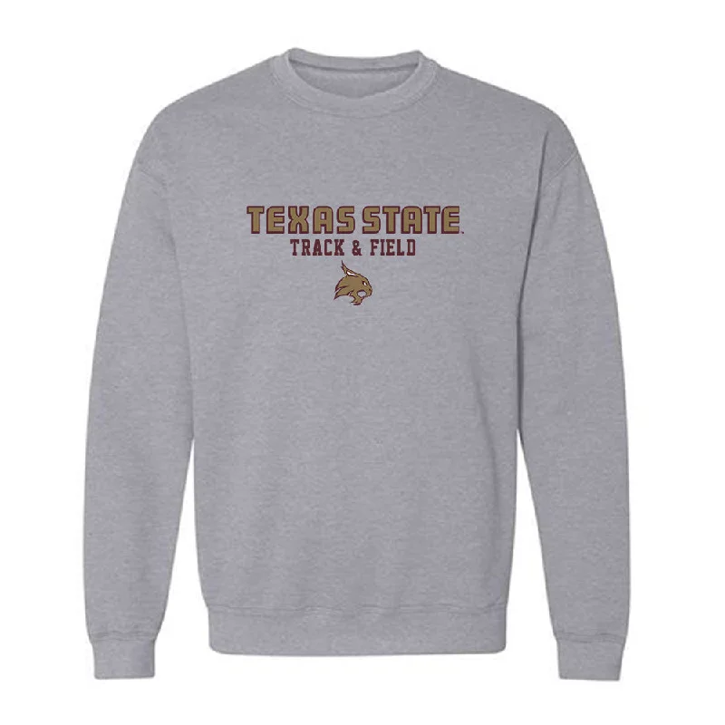 Texas State - NCAA Women's Track & Field : Lauryn Small - Crewneck Sweatshirt Hoodie with Hem Fringe Bohemian Relaxed