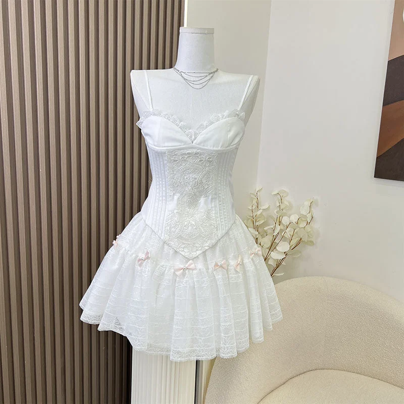 VINTAGE LACE SKIRT SUIT YV47439 tiered skirt playful