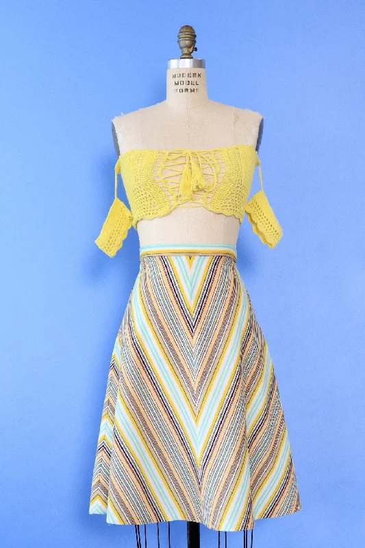 Candy Stripe Chevron Skirt S relaxed fit skirt