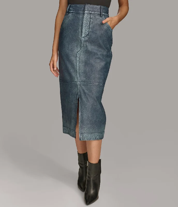 Rolled Hem Mid Length Denim Skirt summer skirt style