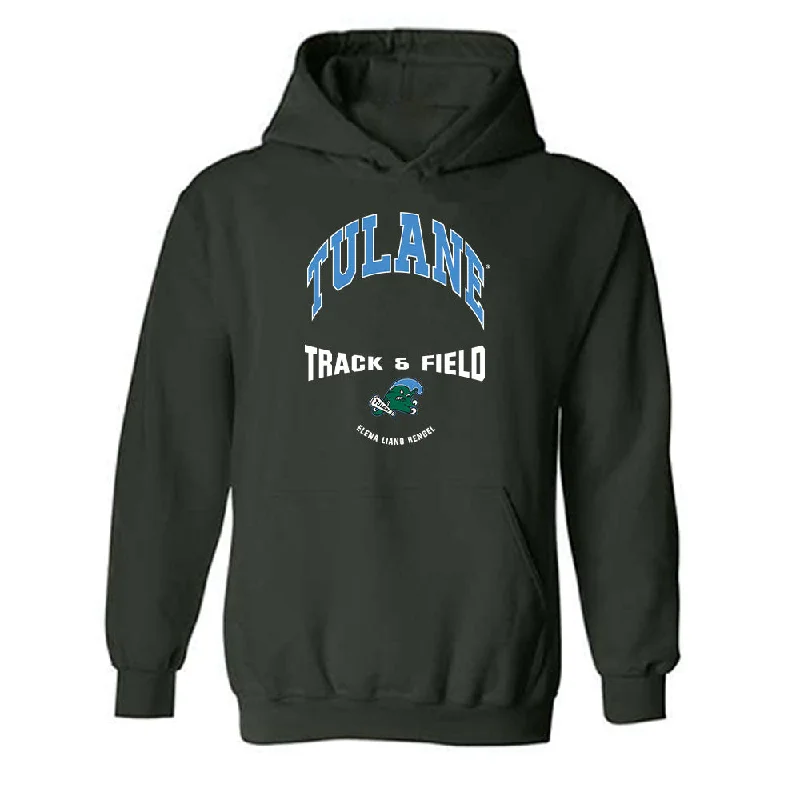 Tulane - NCAA Women's Track & Field : Elena Liano Rengel - Classic Fashion Shersey Hooded Sweatshirt Hoodie with Hem Raw Edge Edgy Unfinished