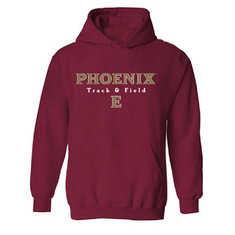 Elon - NCAA Women's Track & Field : Mia Stimpson - Classic Fashion Shersey Hooded Sweatshirt Hoodie with Typography Text Message