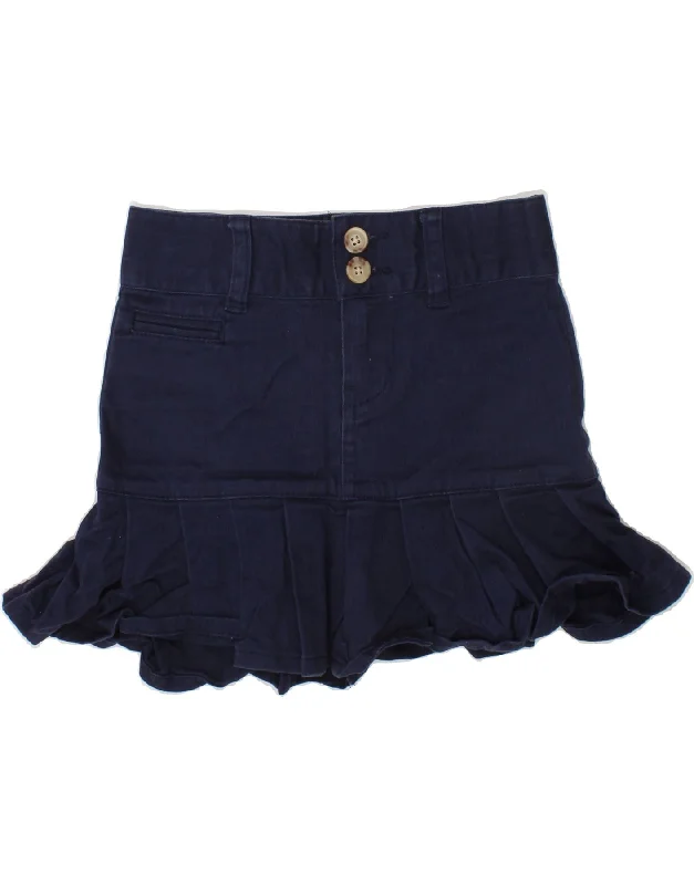 POLO RALPH LAUREN Girls Mini Skirt 4-5 Years W20  Navy Blue Cotton button skirt front