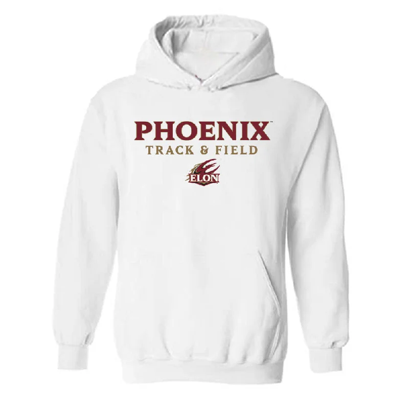 Elon - NCAA Women's Track & Field : Mia Stimpson - Classic Shersey Hooded Sweatshirt Hoodie with Frayed Bohemian Relaxed