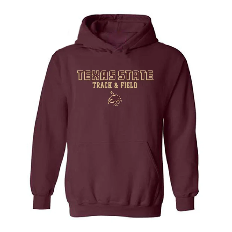 Texas State - NCAA Women's Track & Field : Lauryn Small - Classic Shersey Hooded Sweatshirt Hoodie with Snap Buttons Easy Quick