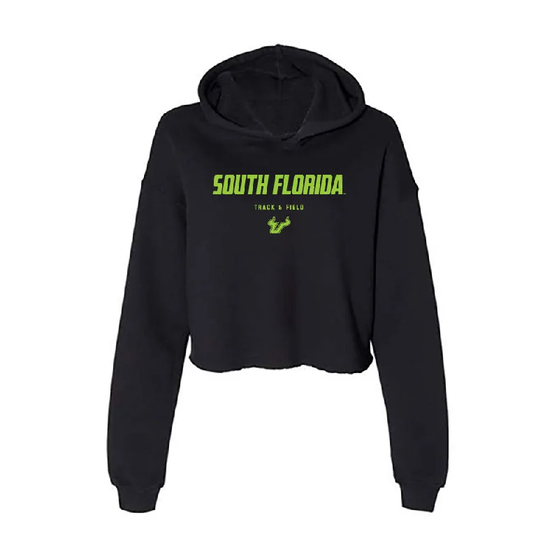 USF - NCAA Women's Track & Field : Ella Galloway - Women's Crop Fleece Hoodie Hoodie with Print Artistic Unique