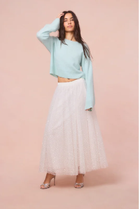 Wilona Glitter Tulle Maxi Skirt silk skirt smooth