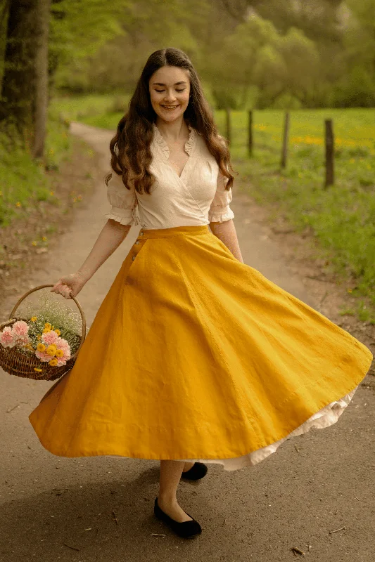 Knightley Skirt, Marigold velvet skirt glossy