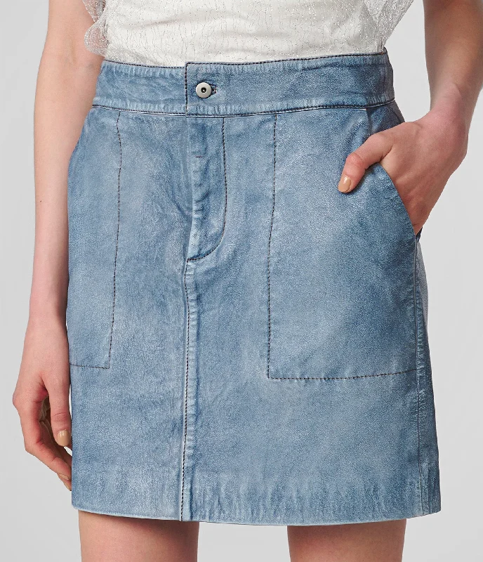 Mini Leather Denim Skirt breathable skirt fabric