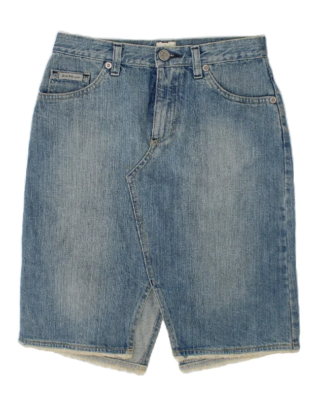 CALVIN KLEIN Girls Denim Skirt 9-10 Years W24  Blue Cotton ruffled skirt detail