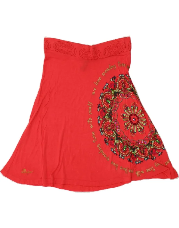 DESIGUAL Womens Graphic A-Line Skirt Medium W29 Red seamless skirt comfort